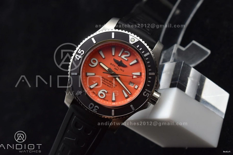 Bezel Orange Dial Superocean Automatic 44 TF A2824 Black Edition Rubber On Strap Best 1:1 Black 0511